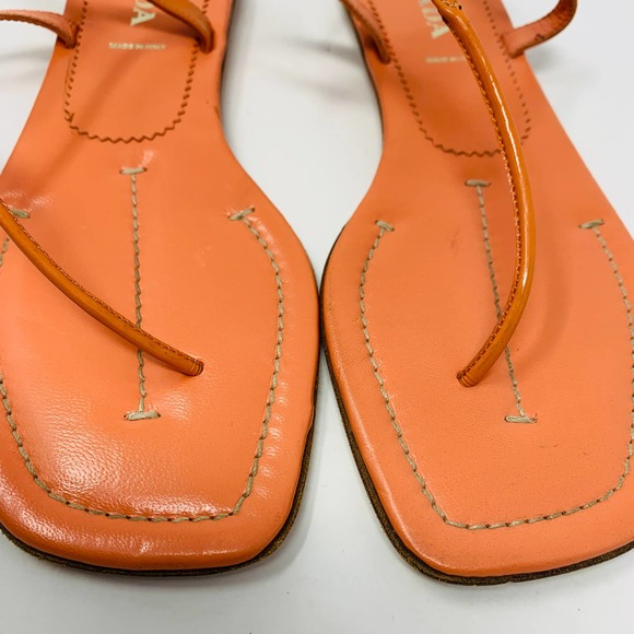 Prada Coral Patent Leather Sandals Made In Italy Worn A Few Times Size 37 (6.5) - Picture 12 of 12